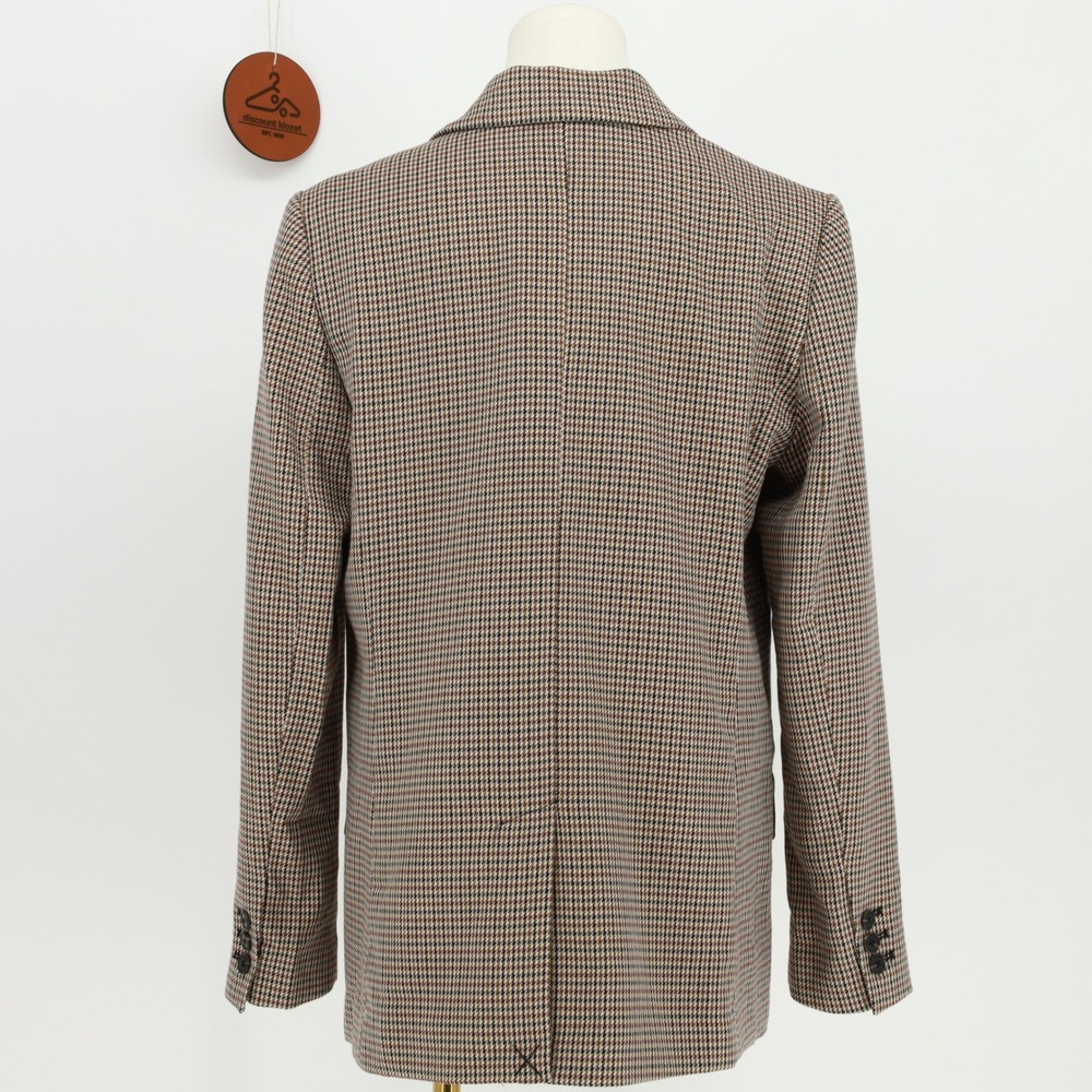 Mango MNG Women Brown Houndstooth Double Breasted Blazer Size Small Preppy NWT - Picture 3 of 9